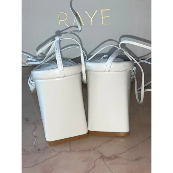 RAYE Reeves Heels in White Leather 7.5 with box Womens Sandals - Picture 7 of 11